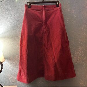 Uniqlo Burgundy Corduroy Midi Skirt